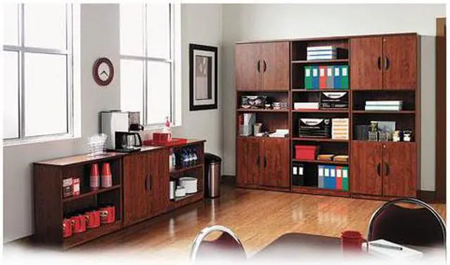 Alt view image 2 of 15 - Alera Valencia Series Bookcase, Three-Shelf, 31 3/4w x 14d x 39 3/8h, Med Cherry