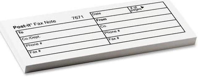 3M 7671 Post-it Printed Fax Note 1.50