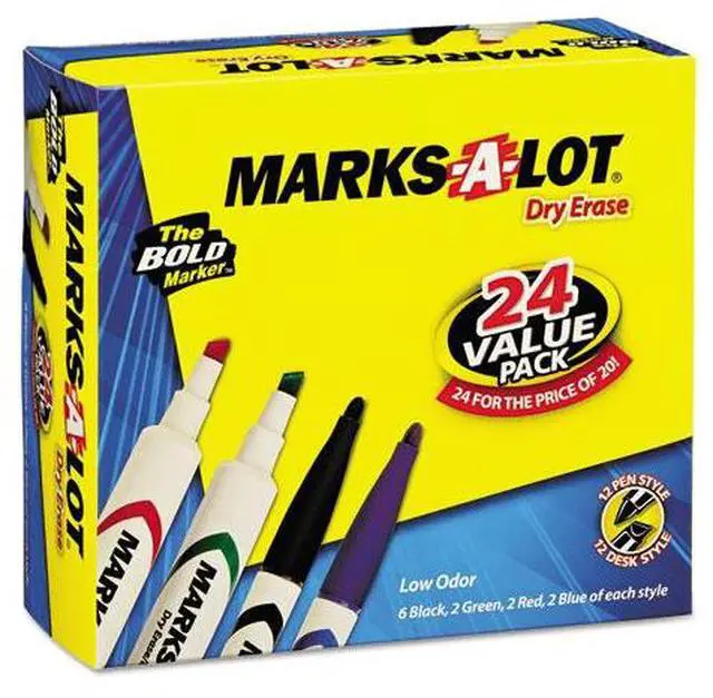 Alt view image 5 of 6 - Avery Marks-A-Lot Dry-Erase Markers Chisel Tip Blue Ink 12/Pk 24406