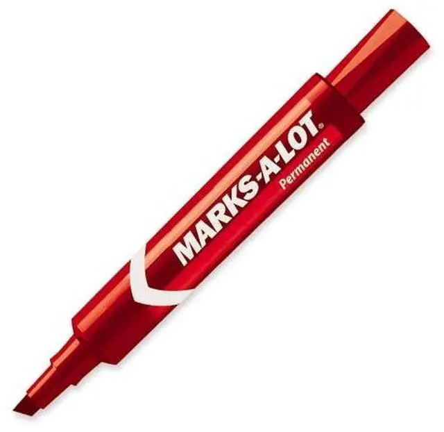 Alt view image 3 of 11 - Regular Desk Style Permanent Marker Chisel Tip Red Dozen