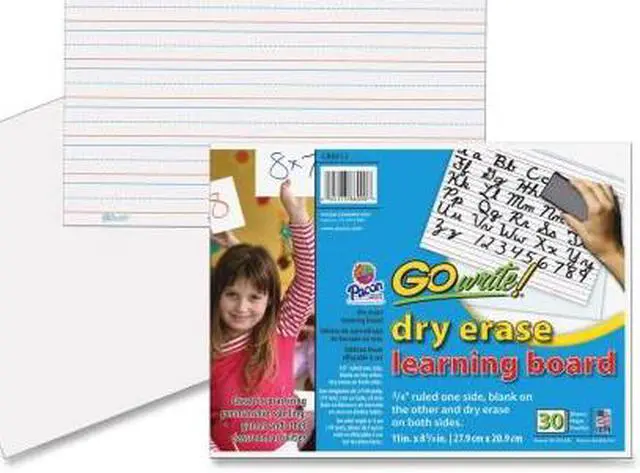 Alt view image 4 of 11 - GoWrite!® Dry Erase Learning Board - Dry-erase, Two-Sided, 3/4" Rule/Plain - 11" Width x 8.25" Height - White Surface - Rectangle - No - 30 / Pack
