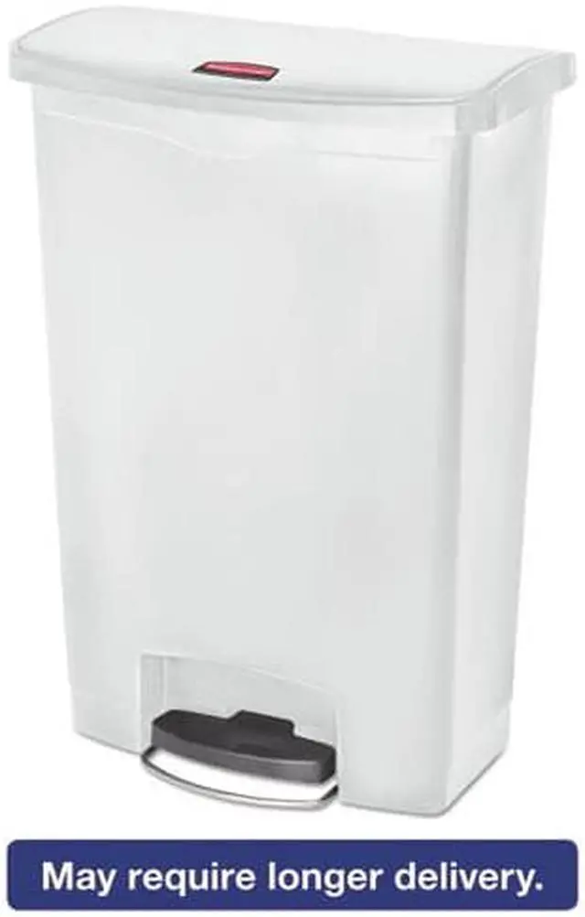 Alt view image 3 of 9 - Rubbermaid - FG1883561 - Slim Jim Resin Step-On Container, Front Step Style, 24 gal, White