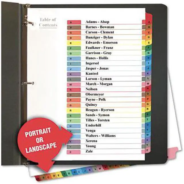 Alt view image 4 of 11 - UNIVERSAL Table of Contents Dividers Assorted Color 26-Tab A-Z Letter White 26
