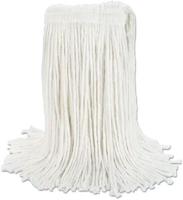 Main image of Banded Rayon Cut-End Mop Heads, White, 24 oz, 1 1/4" Headband, 12/Carton