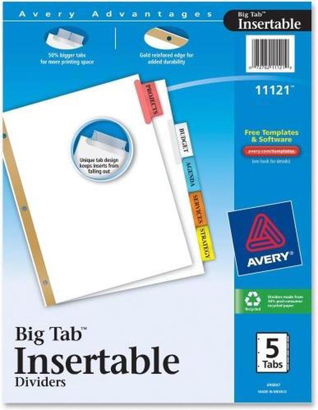 Alt view image 8 of 15 - Avery Insertable Big Tab Dividers 5-Tab Letter 11121