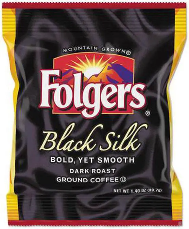Main image of Folgers Black Silk Ground Coffee Fraction Pack Ground - Regular - Black Silk - Dark/Bold/Smooth - 1.4 oz - 42 / Carton