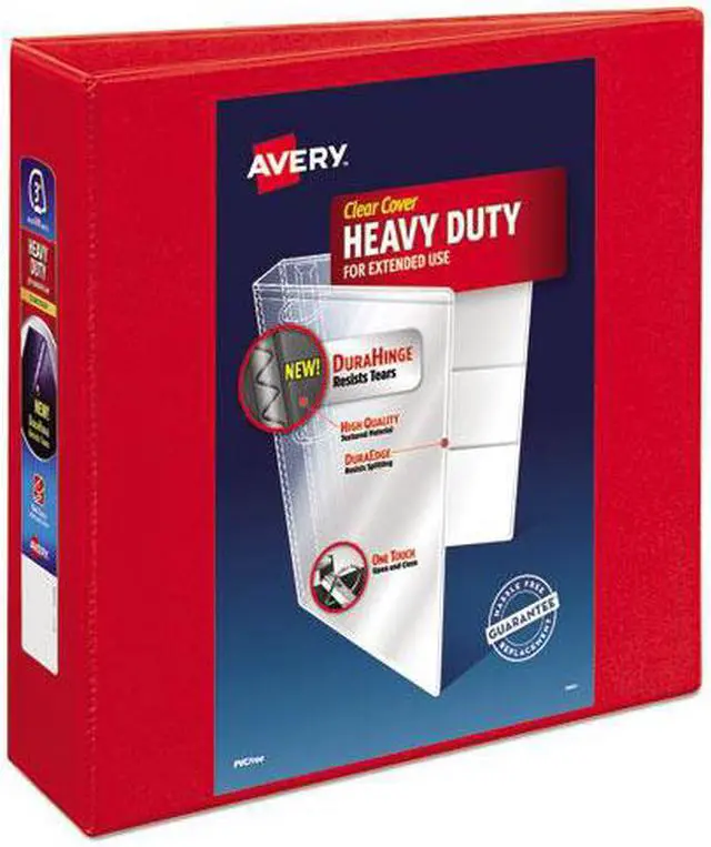 Alt view image 7 of 20 - Avery Heavy-Duty View Binder w/Locking 1-Touch EZD Rings 3" Cap Red 79325