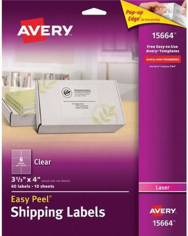 Alt view image 5 of 13 - Easy Peel Mailing Labels For Laser Printers, 3-1/2 X 4, Clear, 60/Pack
