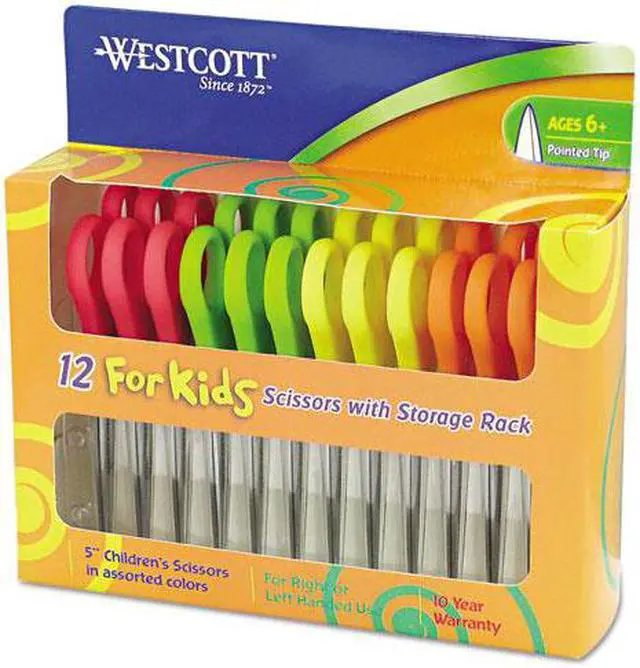 Main image of Acme United 13141 Kids Scissors  Pointed  5in  1-3/4in Cut  L/R  12/pk