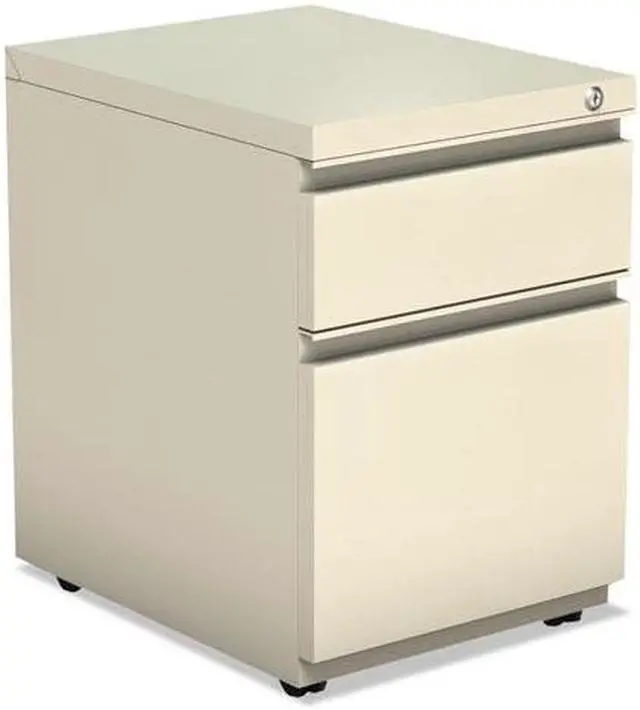 Alt view image 4 of 8 - Alera - PBBFPY - Two-Drawer Metal Pedestal Box File w/Full Length Pull, 14 7/8w x 19 1/8d, Putty