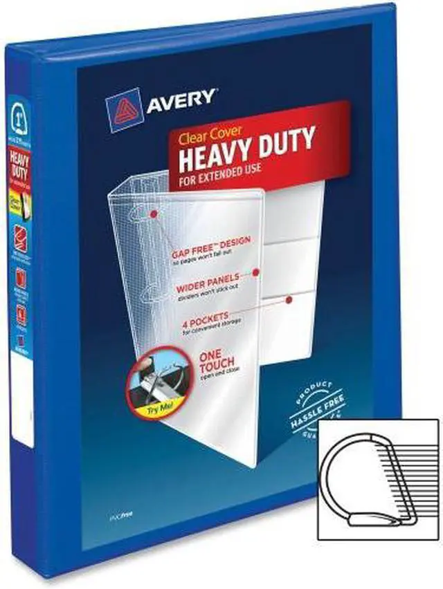 Alt view image 6 of 20 - Avery Heavy-Duty View Binder w/Locking EZD Rings 1" Cap Pacific Blue 79772