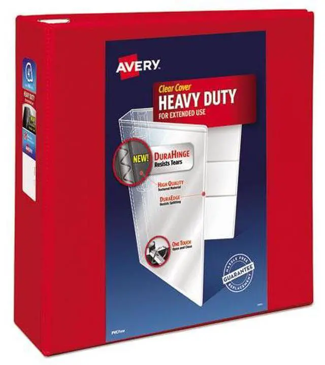 Alt view image 6 of 17 - Avery Heavy-Duty View Binder w/Locking 1-Touch EZD Rings 4" Cap Red 79326