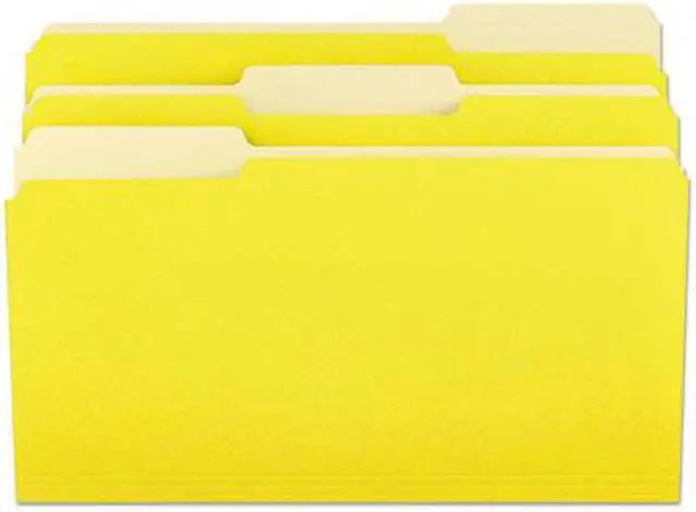 Main image of UNIVERSAL File Folders 1/3 Cut One-Ply Top Tab Legal Yellow/Light Yellow 100/Box
