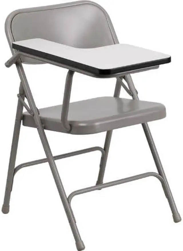Alt view image 7 of 15 - Flash Furniture HF-309AST-RT-GG Premium Steel Folding Chair with Right Handed Tablet Arm, Beige/Gray