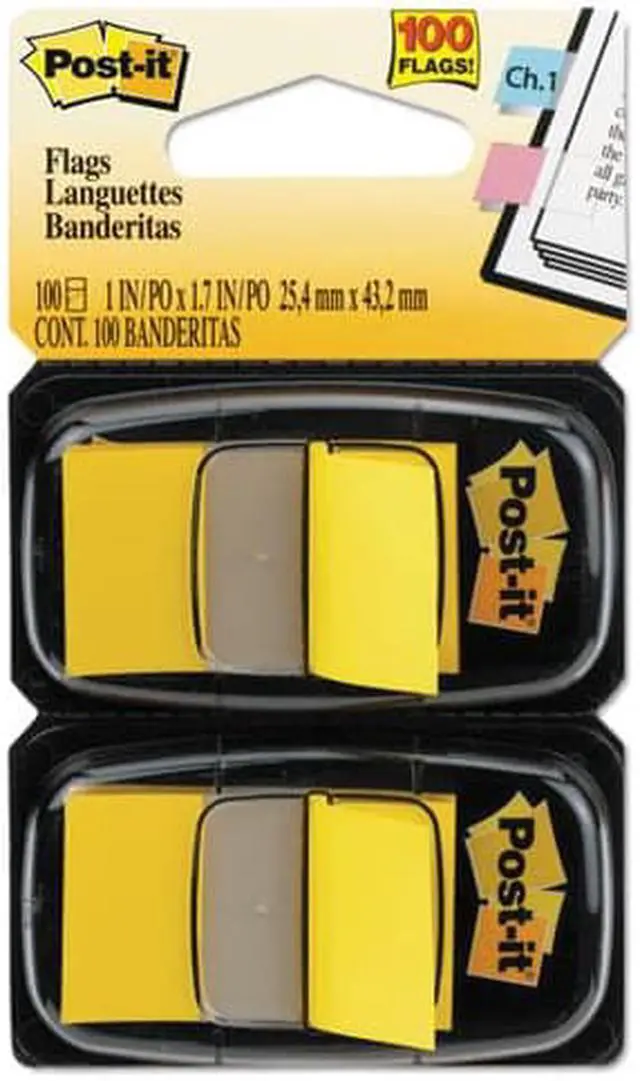 Alt view image 4 of 20 - 3M 680YW2 Standard Tape Flags in Dispenser Yellow 100 Flags per Dispenser - OEM