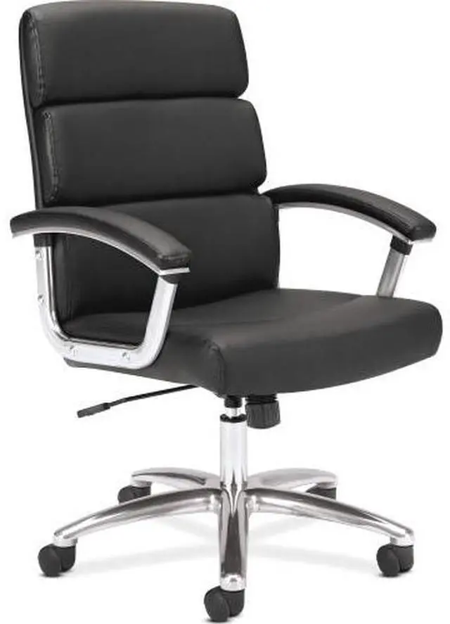 Alt view image 7 of 19 - Basyx VL103 Series Executive Mid-Back Chair Black Leather VL103SB11