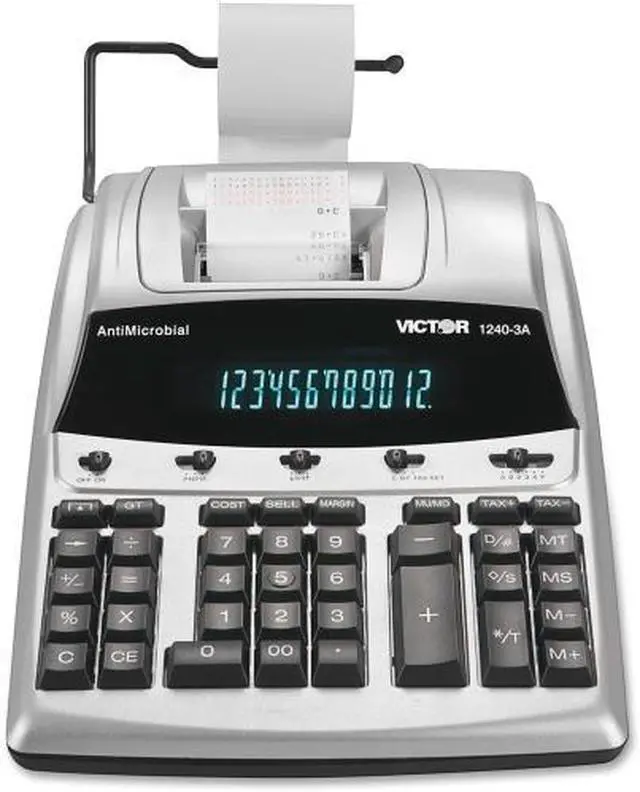 Alt view image 5 of 20 - Victor 1240-3A Antimicrobial Printing Calculator Black/Red Print 4.5 Lines/Sec 12403A