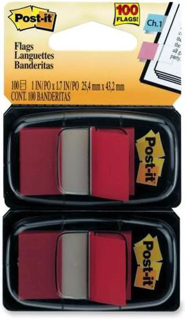Alt view image 4 of 20 - 3M 680RD2 Standard Tape Flags in Dispenser  Red  100 Flags per Dispenser