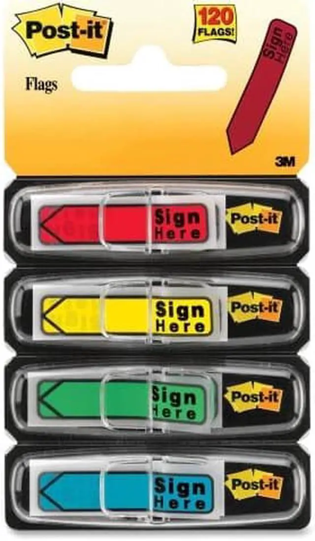 Alt view image 4 of 20 - 3M 684SH Arrow Flags    Sign Here    4 Colors with Dispensers  120 Pack