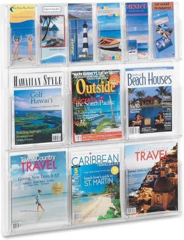 Alt view image 8 of 20 - Safco Reveal Clear Literature Displays 12 Compartments 30w x 2d x 34-3/4h Clear