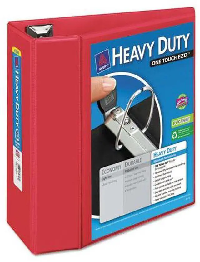 Main image of Avery Heavy-Duty View Binder w/Locking 1-Touch EZD Rings 5" Cap Red 79327