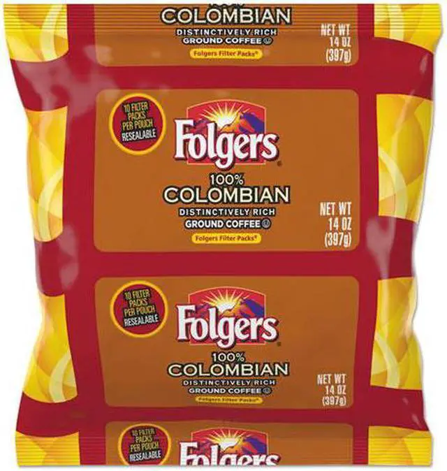 Main image of Folgers Colombian Ground Coffee Filter Packs Ground - Regular - Colombian - Bold - 1.4 oz - 40 / Carton  FOL10107