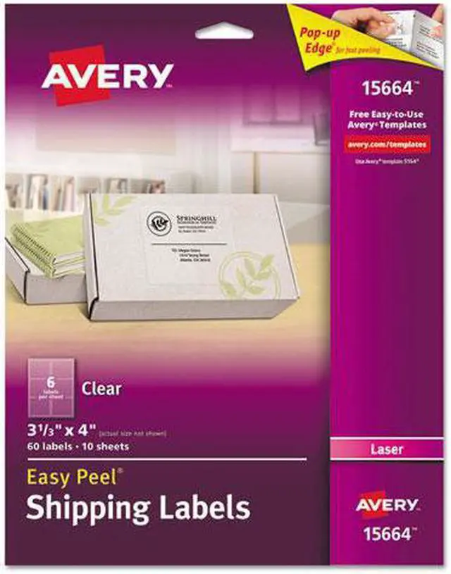 Alt view image 4 of 13 - Easy Peel Mailing Labels For Laser Printers, 3-1/2 X 4, Clear, 60/Pack