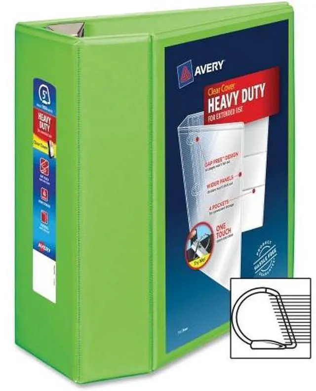 Alt view image 4 of 13 - Avery Heavy-Duty View Binder w/Locking EZD Rings 5" Cap Chartreuse 79815