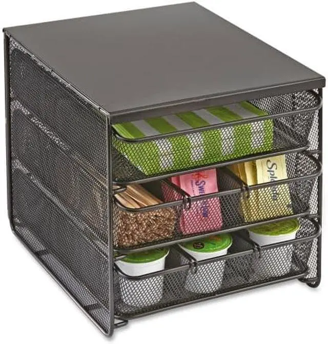 Alt view image 2 of 20 - 3 Drawer Hospitality Organizer 7 Compartments 11 1/2w x 8 1/4d x 8 1/4h Bk