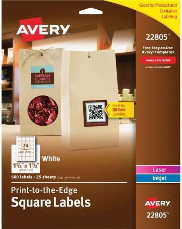 Alt view image 5 of 20 - Square Labels with Sure Feed and TrueBlock, 1 1/2 x 1 1/2, White, 600/Pack 22805