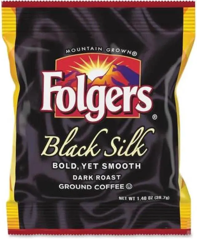 Alt view image 3 of 11 - Folgers Black Silk Ground Coffee Fraction Pack Ground - Regular - Black Silk - Dark/Bold/Smooth - 1.4 oz - 42 / Carton