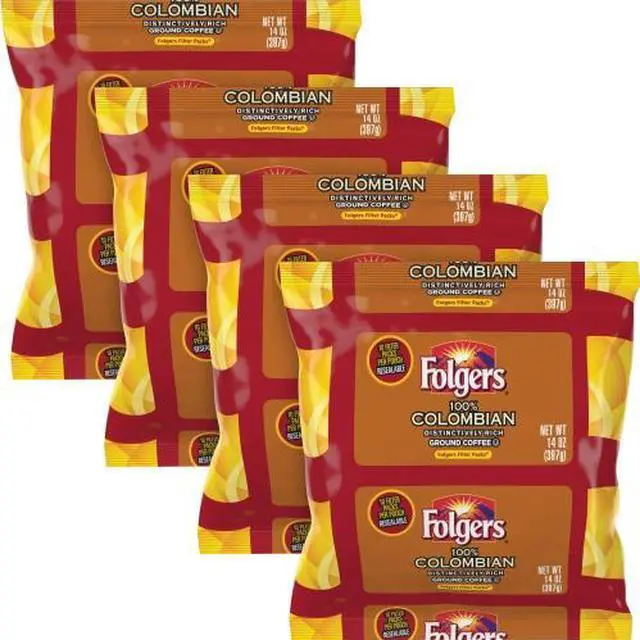 Alt view image 2 of 10 - Folgers Colombian Ground Coffee Filter Packs Ground - Regular - Colombian - Bold - 1.4 oz - 40 / Carton  FOL10107