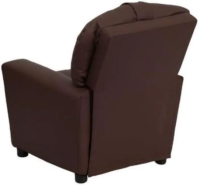 Alt view image 5 of 20 - Flash Furniture BT-7950-KID-BRN-LEA-GG Contemporary Brown Leather Kids Recliner with Cup Holder