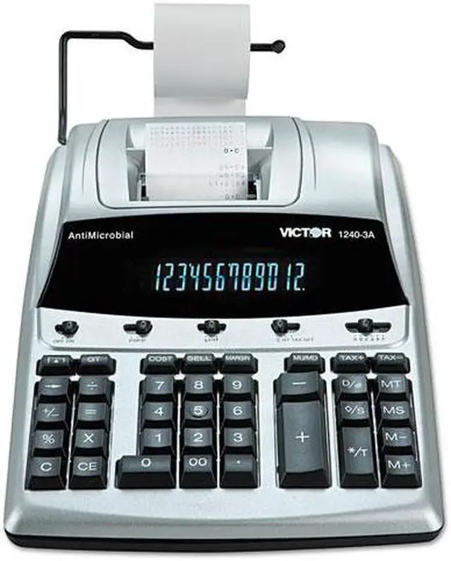 Alt view image 4 of 20 - Victor 1240-3A Antimicrobial Printing Calculator Black/Red Print 4.5 Lines/Sec 12403A