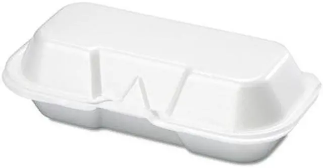 Main image of Genpak 21100 Foam Hot Dog Container, 7 3/8 x 3 9/16 x 2 1/4, White, 125/Bag, 4 Bags/Carton, 1 Carton