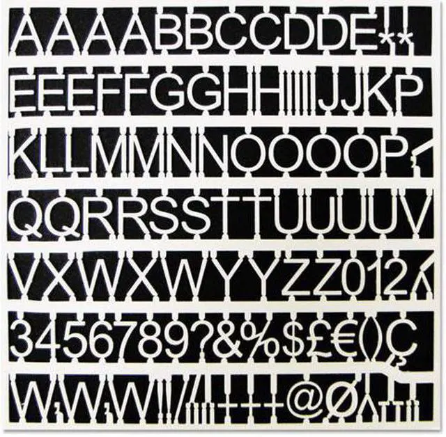 Main image of White Plastic Set of Letters, Numbers and Symbols, Uppercase, 1" Dia.