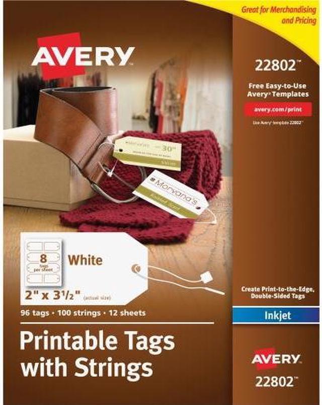 Alt view image 6 of 20 - Avery Printable Rectangular Tags with Strings 2 x 3 1/2 White 96/Pack 22802