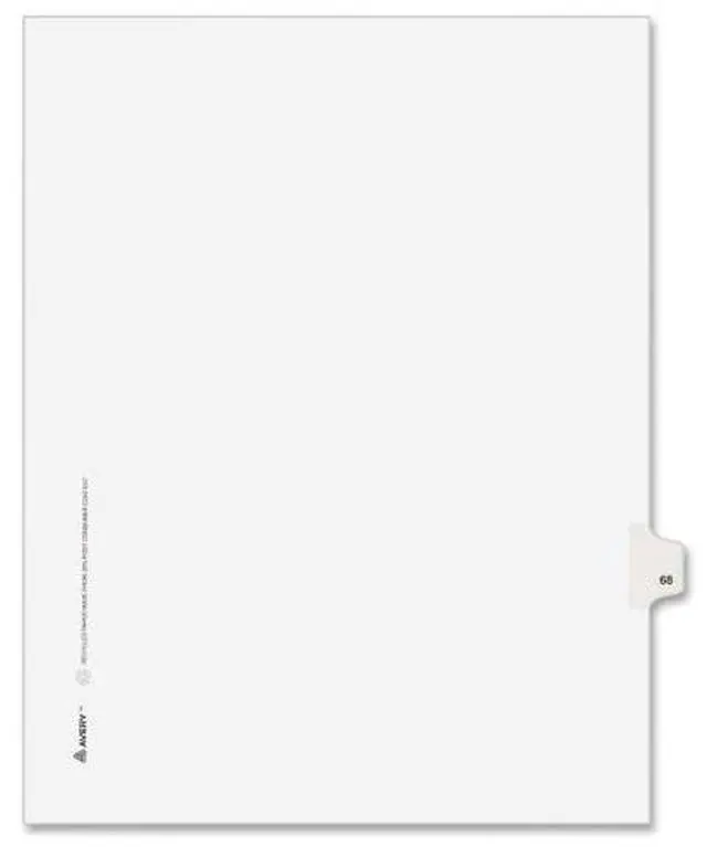 Main image of Avery-Style Legal Exhibit Side Tab Divider Title: 68 Letter White 25/Pack 01068