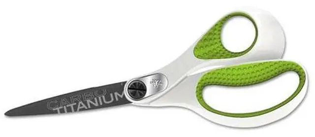 Main image of Carbo Titanium Bonded Scissors, 8" Long, Straight Handle, White/Green ACM16447