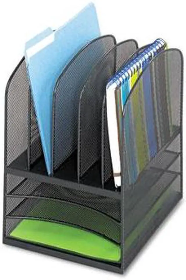 Alt view image 4 of 6 - Onyx Mesh Desk Organizer, Eight Sections, 11 1/2 X 9 1/2 X 13, Black