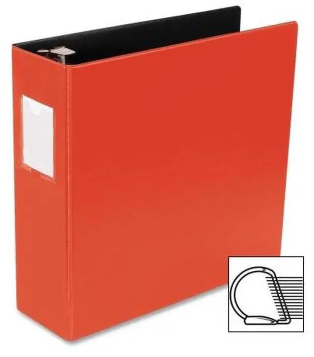 Alt view image 3 of 6 - Business Source D-Ring Binder w/Label Holder Hvy-Dty 3" Red 33116