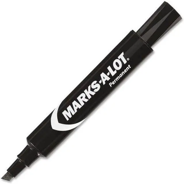 Avery Marks A Lot Regular Desk-Style Permanent Marker, Chisel Tip, Black, Dozen