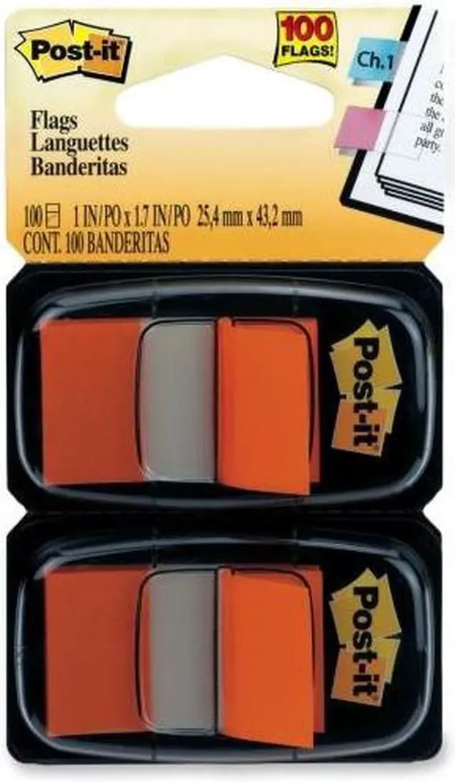 Alt view image 2 of 20 - 3M 680OE2 Standard Tape Flags in Dispenser Orange 100 Flags per Dispenser