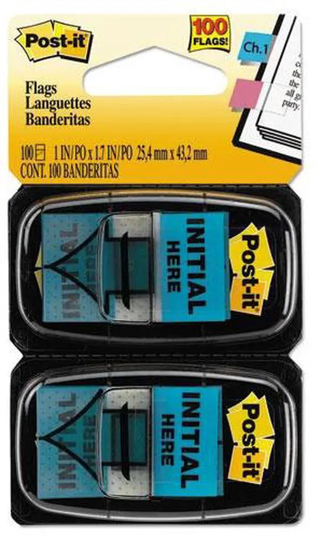 Alt view image 4 of 20 - 3M 680IH2 Message Flags Initial Here Blue Two 50-Flag Dispensers per Pack