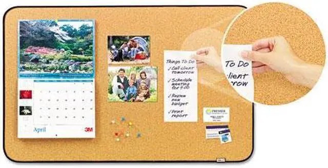 Alt view image 5 of 10 - Sticky Cork Self-Stick Bulletin Board, 36 X 22, Natural, Black Frame