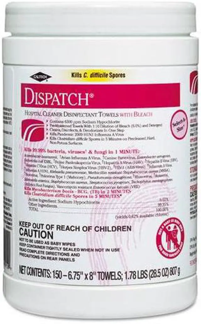 Alt view image 4 of 20 - Clorox CLO 69150 Dispatch Hospital Cleaner Disinfectant Towels with Bleach Wipes Canister (150 CT.)