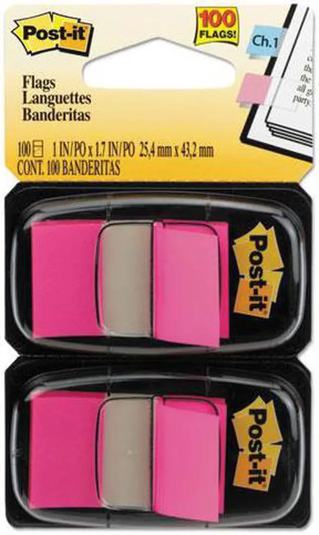 Alt view image 2 of 20 - 3M 680BP2 Standard Tape Flags in Dispenser Bright Pink 100 Flags per Dispenser