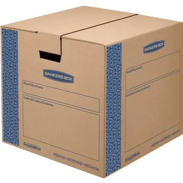 Alt view image 6 of 16 - Bankers Box SmoothMove Prime Medium Moving Boxes 18l x 18w x 16h Kraft/Blue 8