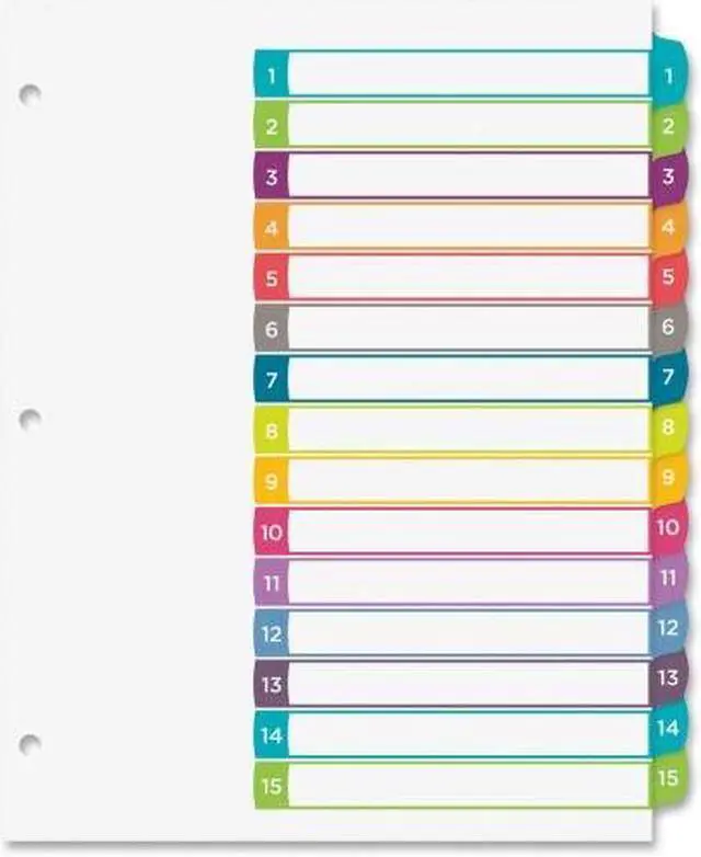 Alt view image 9 of 20 - Avery Ready Index Table of Contents Dividers Multicolor Tabs 1-15 Letter 11845