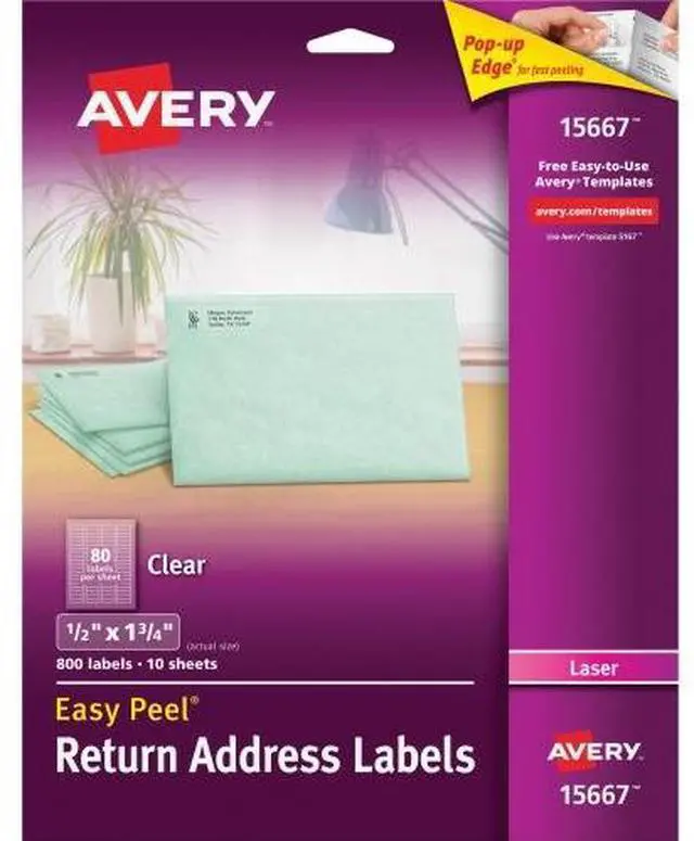 Alt view image 11 of 20 - Easy Peel Mailing Labels For Laser Printers, 1/2 X 1-3/4, Clear, 800/P